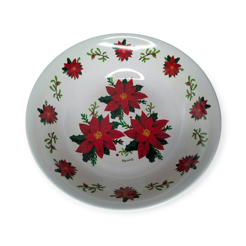 Mario Poinsettia Melamine Holiday Bowl 11.5